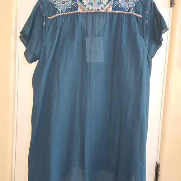 NWT Johnny Was Kiki Drape Tunic Top Blue Size Large - Picture 5 of 16